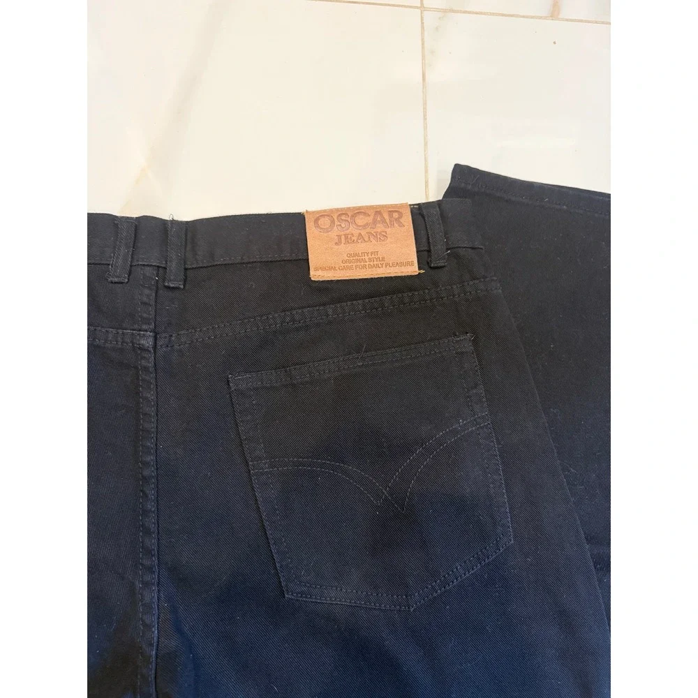 Oscar‎ Jeans Selected Mens Black Denim Straight Leg Pants 42x32 100% Cotton